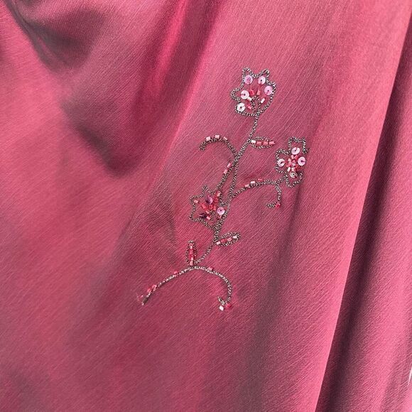 Alex Evenings Women’s Plus Size Burgundy Maroon Drape Beaded High Low Hem Dress - Picture 11 of 16